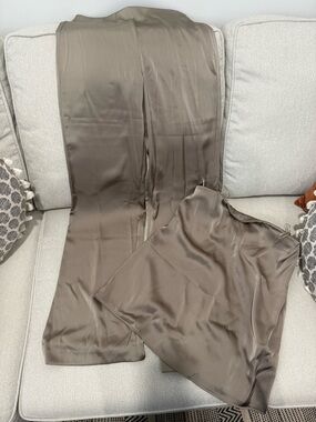 Zara Satin Pant and Strapless Top Set in Taupe